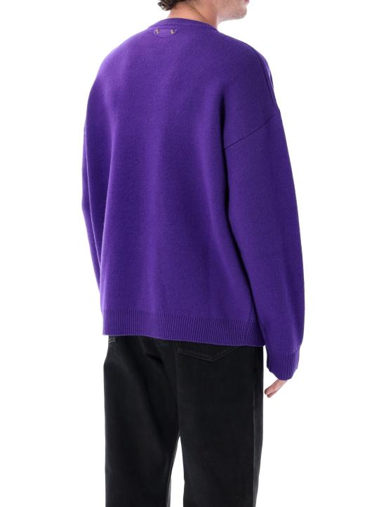 26FW 발렌시아가 로고 디테일 울 블렌드 오버사이즈 크루넥 니트 스웨터 A0093VT1675 5210 PURPLE - BALENCIAGA