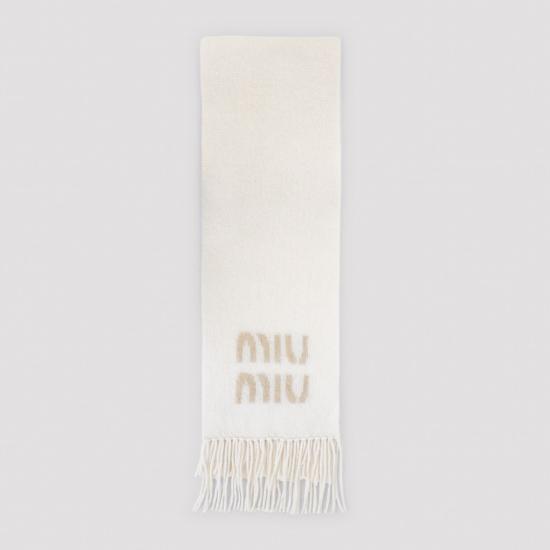 26FW 미우미우 울 모헤어 머플러 5FS0622CQD F0009 WHITE