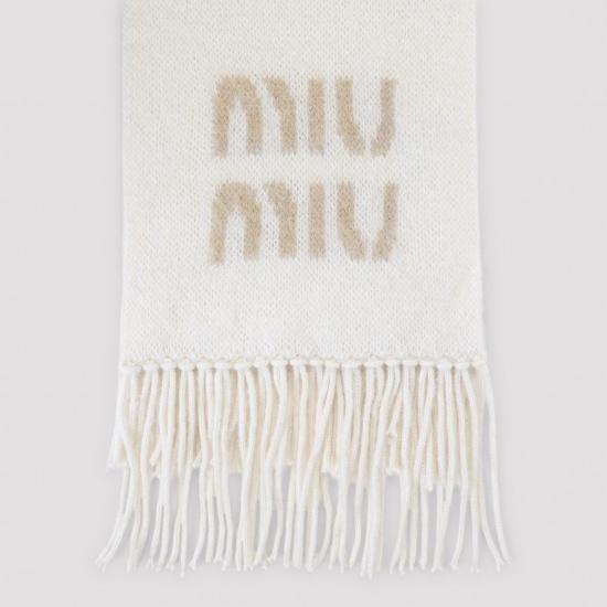 26FW 미우미우 울 모헤어 머플러 5FS0622CQD F0009 WHITE - MIU MIU