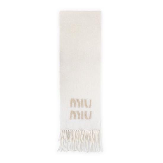 26FW 미우미우 울 모헤어 머플러 5FS0622CQD F0009 WHITE - MIU MIU