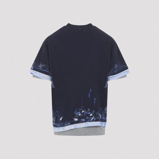 26FW 발렌시아가 페인트 스플래터 티셔츠 A009CWTUVJ78065 blue - BALENCIAGA