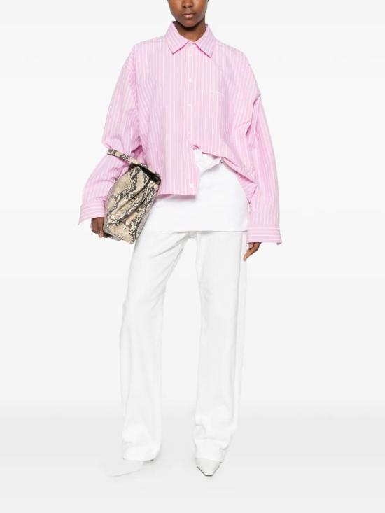 26SS 발렌시아가 스트라이프 팝린 셔츠 857837TPM265621 Pink - BALENCIAGA