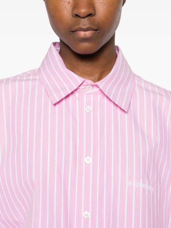 26SS 발렌시아가 스트라이프 팝린 셔츠 857837TPM265621 Pink - BALENCIAGA