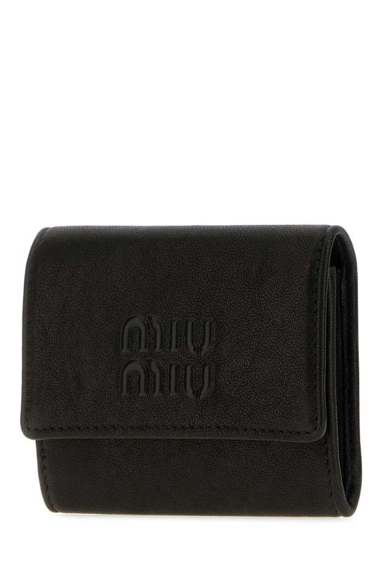 26FW 미우미우 로고 나파 레더 지갑 5ML071AEFX F0002 BLACK - MIU MIU