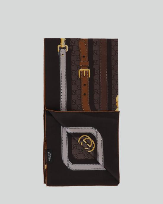 26FW 구찌 GG 자카드 울 실크 스카프 머플러 A007EA3G001 2100 BROWN - GUCCI
