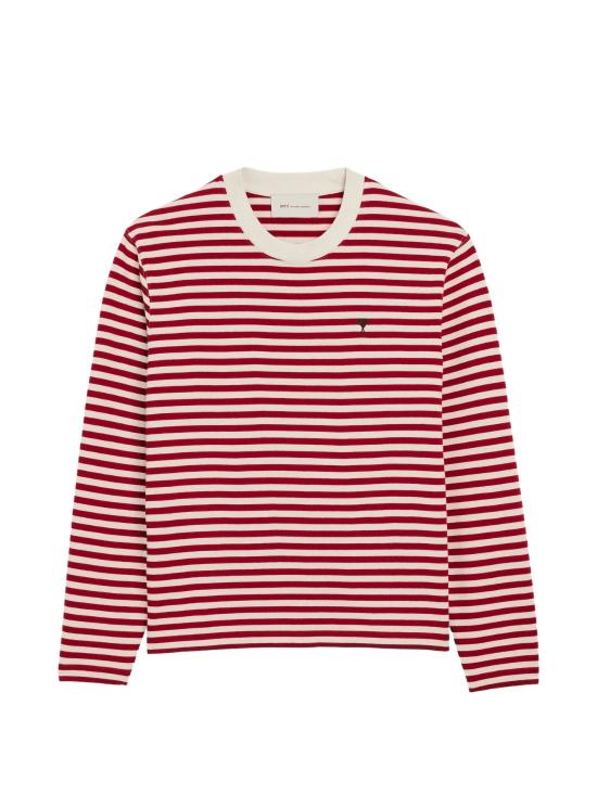 26FW 아미 마리니에 코튼 롱슬리브 티셔츠 마리니에 코튼 롱슬리브 티셔츠 UTS414JE0241 A202 ROUGE RUBIS IVOIRE
