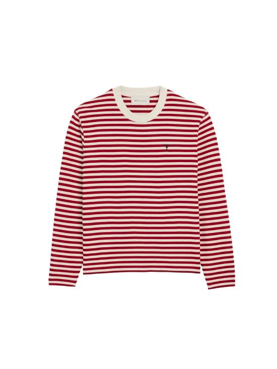 26FW 아미 마리니에 코튼 롱슬리브 티셔츠 마리니에 코튼 롱슬리브 티셔츠 UTS414JE0241 A202 ROUGE RUBIS IVOIRE - AMI