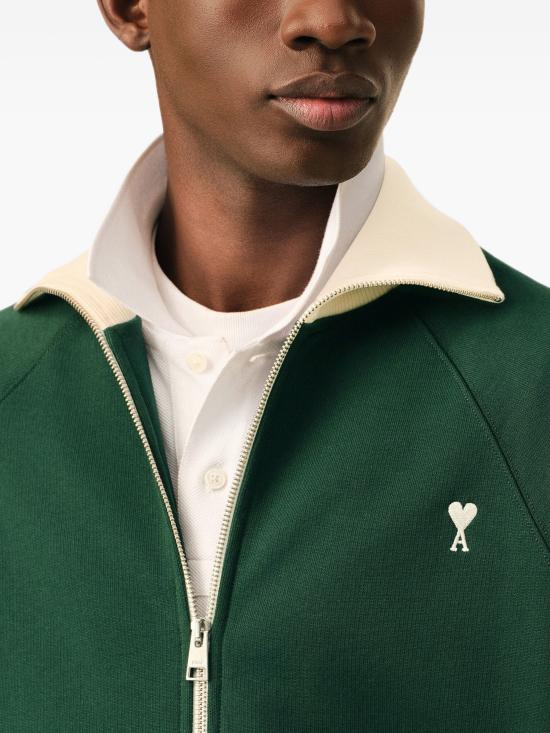 26FW 아미 집업 니트 USW796JE0245 A244 VERT BOUTEILLE IVOIRE - AMI