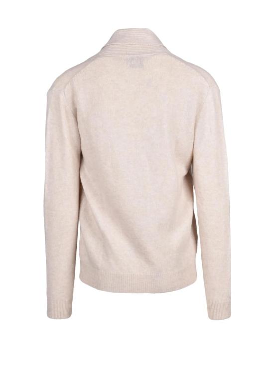 25FW 울앤코 니트웨어 베이지색 골지 숄 칼라 울 스웨터 - WOOL & CO
