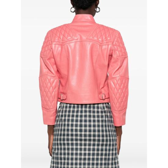 26FW 아크네 스튜디오 스냅 버튼 레더 바이커 재킷 A70224 BPINK - ACNE STUDIOS
