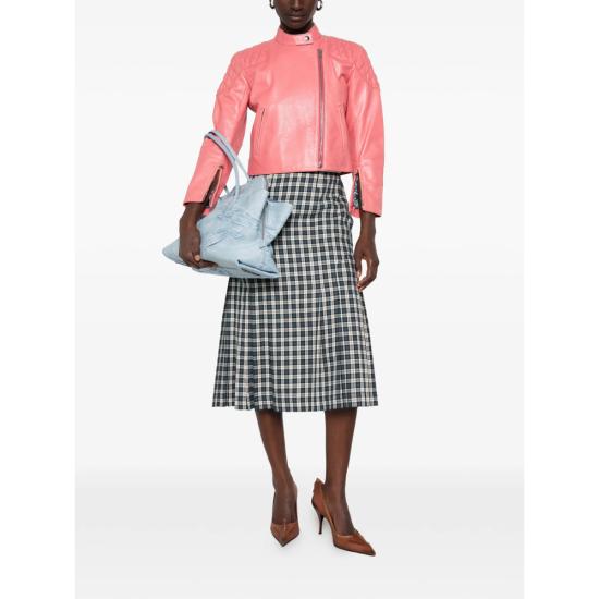26FW 아크네 스튜디오 스냅 버튼 레더 바이커 재킷 A70224 BPINK - ACNE STUDIOS