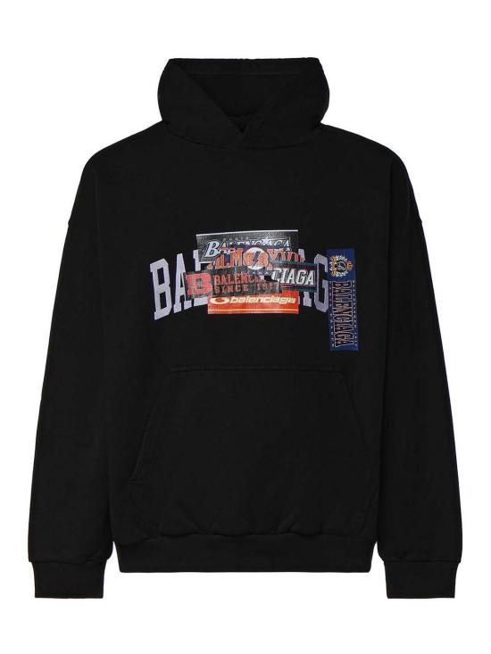 26FW 발렌시아가 범퍼 스티커 미디엄 핏 후디 871956TUVS81000 BLACK