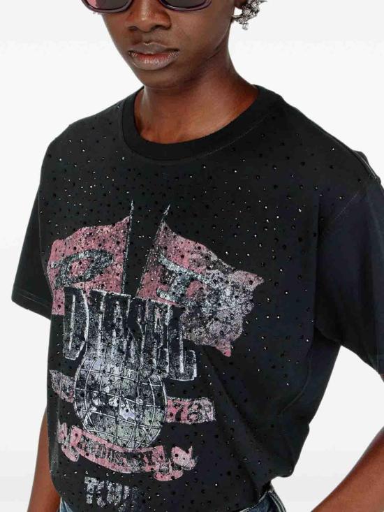 26FW 디젤 크리스탈 그래픽 반팔 티셔츠 A259320NIBL9XX BLACK - DIESEL