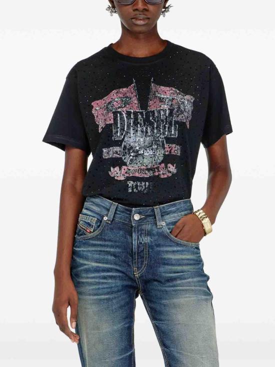 26FW 디젤 크리스탈 그래픽 반팔 티셔츠 A259320NIBL9XX BLACK - DIESEL