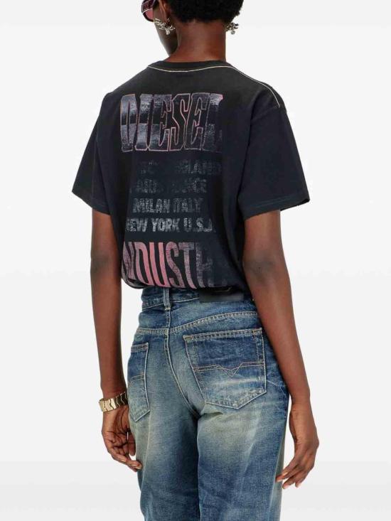 26FW 디젤 크리스탈 그래픽 반팔 티셔츠 A259320NIBL9XX BLACK - DIESEL