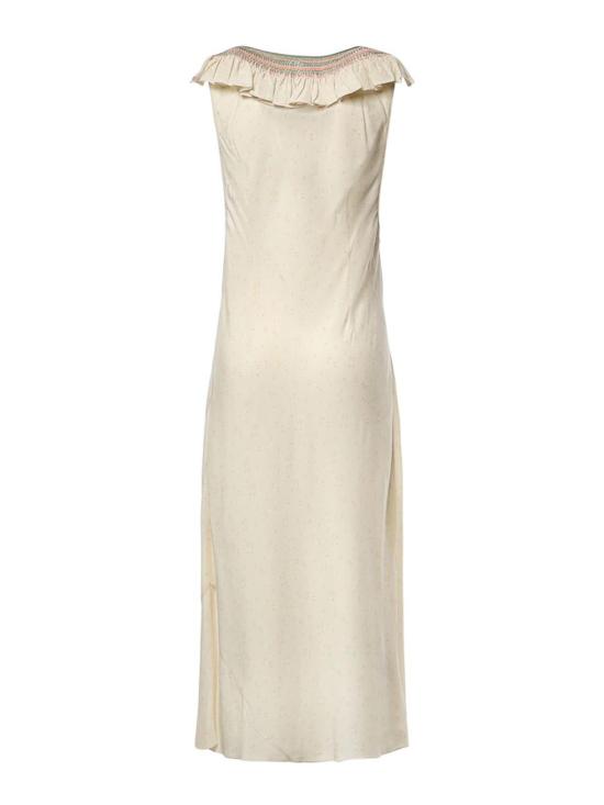 26FW 미우미우 마로케인 자수 크레이프 드레스 MF643319UVF0N6K BEIGE - MIU MIU