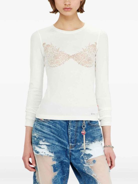 26FW 디젤 디보어 레이스 이펙트 티셔츠 P017990SPFB100 WHITE - DIESEL