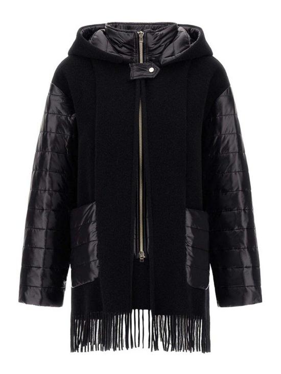 26FW 에르노 캐시미어 블렌드 울트라라이트 프린지 케이프 코트 GC000625D333959300 BLACK