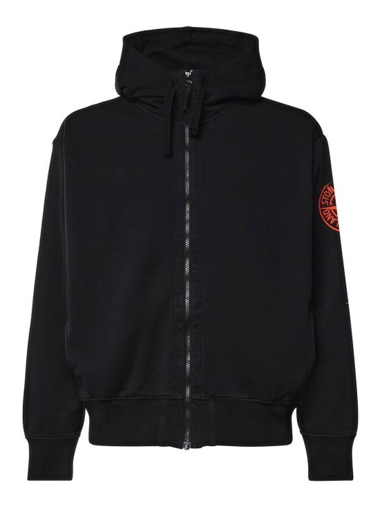 26FW 스톤 아일랜드 오가닉 코튼 플리스 와펜 집업 후드 티셔츠 L2S156100009S0467V0029 BLACK