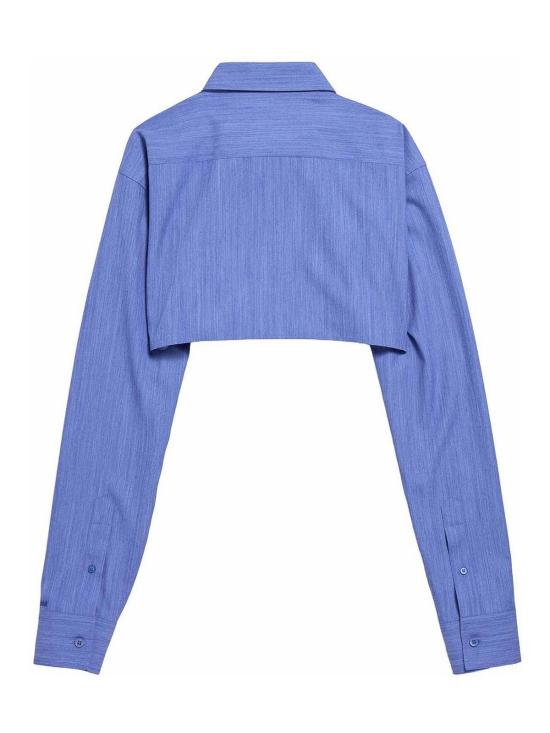26FW 발렌시아가 로고 엠브로이더리 코튼 팝린 미니 셔츠 872327TUT304011 BLUE - BALENCIAGA