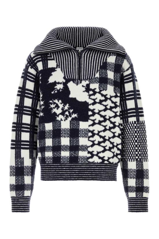 26FW 로에베 집업 니트 H526Y14KPP NAVYWHITE Printed