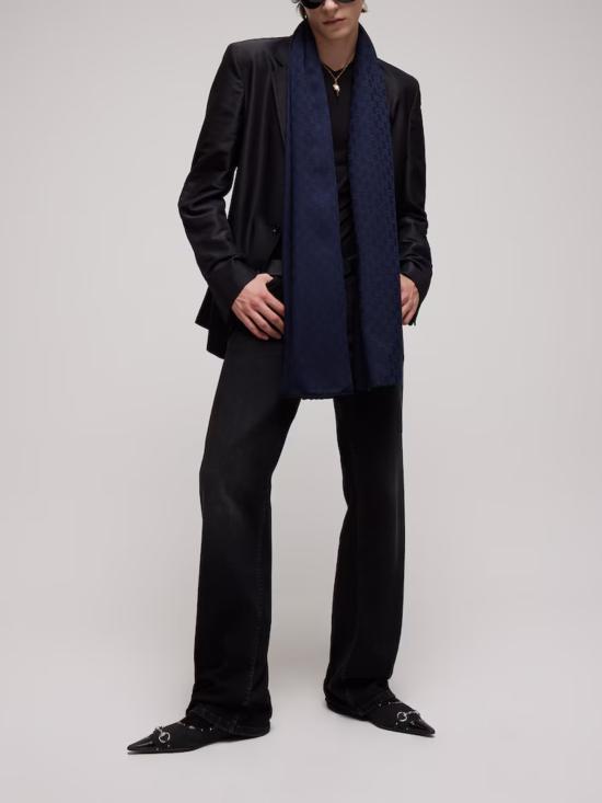 26FW 구찌 GG 울 실크 자카드 스카프 870543 4GAK34060 NAVY - GUCCI