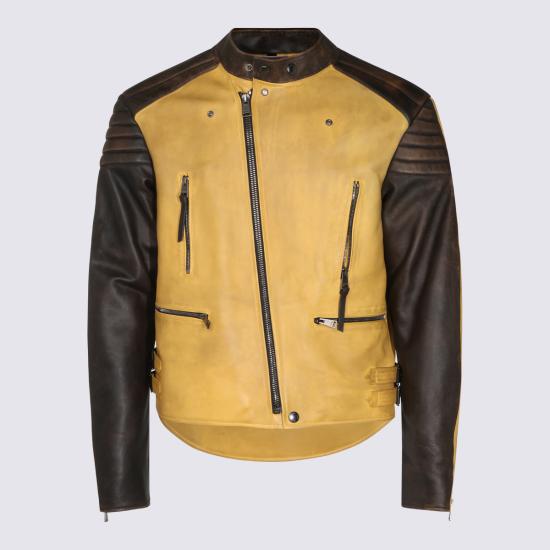 26FW 펜디 가죽 자켓 FPJ164 B1OXF1XR0 YELLOW BLACK - FENDI
