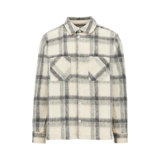 26FW 왁스 런던 긴팔 셔츠 WHITINGOVERSHIRT ECRUGREY MULTICOLOR