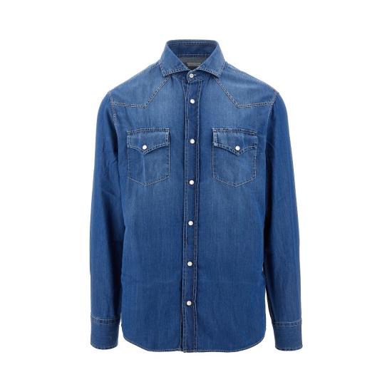 26FW 브루넬로 쿠치넬리 데님 셔츠 MR6834008 C0M47 BLUE