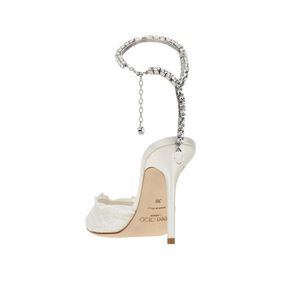 26FW 지미추 힐/펌프스 SAEDA100GQV IVORY CRYSTAL WHITE - JIMMY CHOO