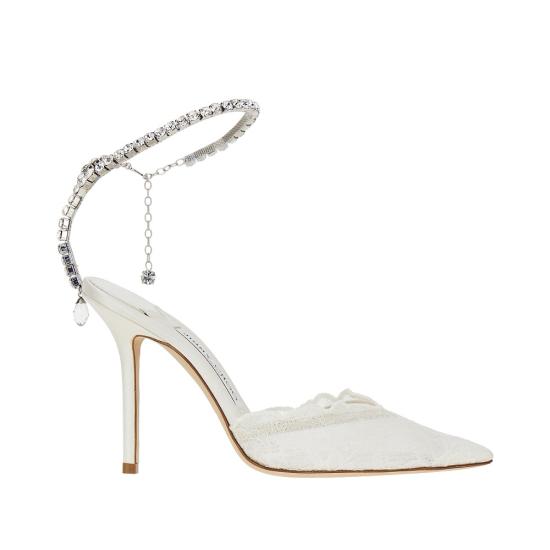 26FW 지미추 힐/펌프스 SAEDA100GQV IVORY CRYSTAL WHITE