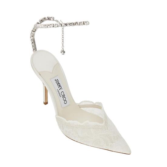 26FW 지미추 힐/펌프스 SAEDA100GQV IVORY CRYSTAL WHITE - JIMMY CHOO