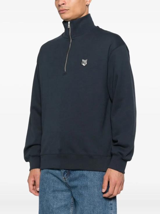 26FW 메종키츠네 폭스 헤드 컴포트 하프 집 스웨트셔츠 PM00305KM0341 CLASICNAVY 413 - MAISON KITSUNE