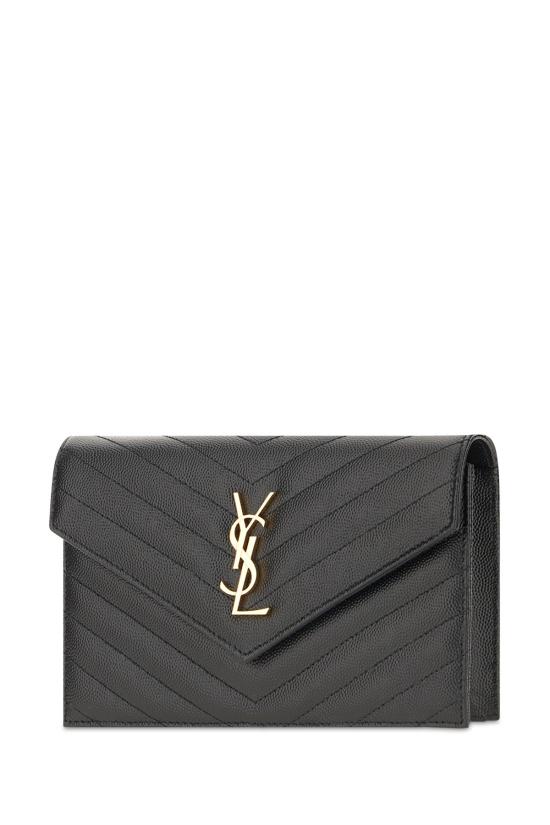 26FW 생로랑 그랑 드 뿌드르 레더 카산드라 엔벨로프 체인 지갑 857605BOW01 1000 Nero - SAINT LAURENT
