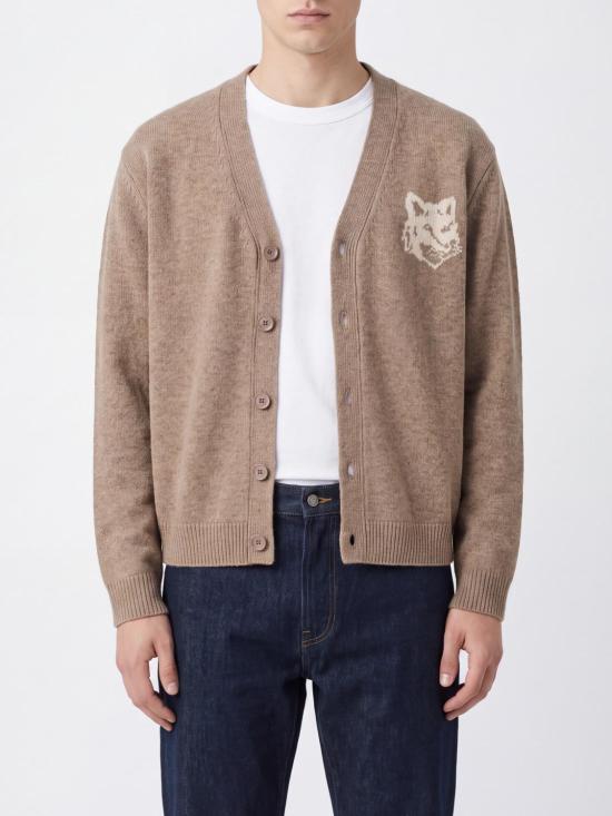26FW 메종키츠네 폭스 헤드 인타르시아 메리노 가디건 PM00509KM0329 0626 Beige