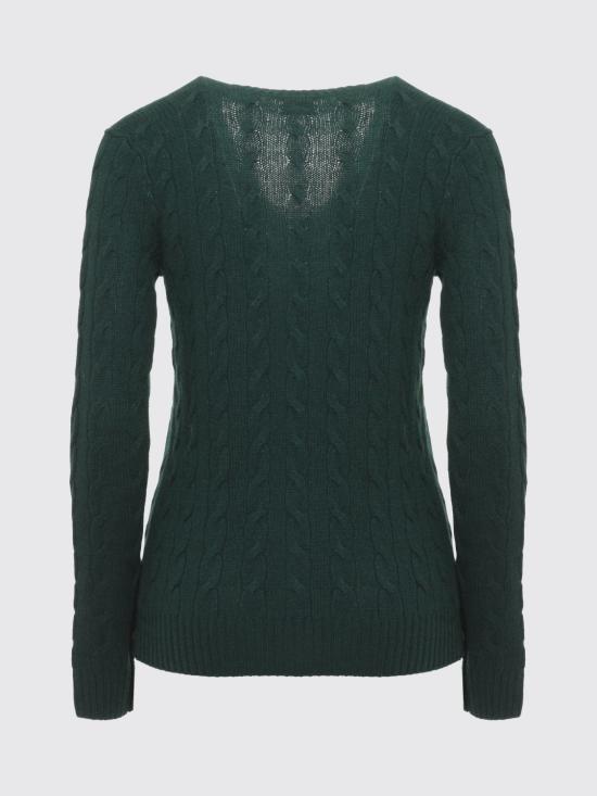 26FW 폴로 랄프로렌 포니 로고 자수 케이블 니트 v넥 스웨터 211971866 009 Green - POLO RALPH LAUREN
