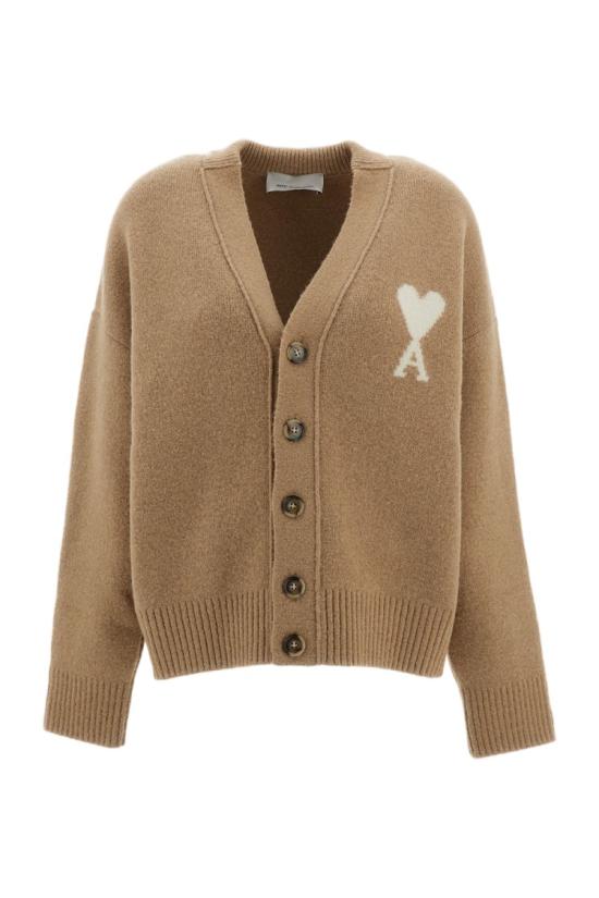 26FW 아미 빅 하트 로고 알파카 니트 가디건 UKC365KN0135A278 Brown
