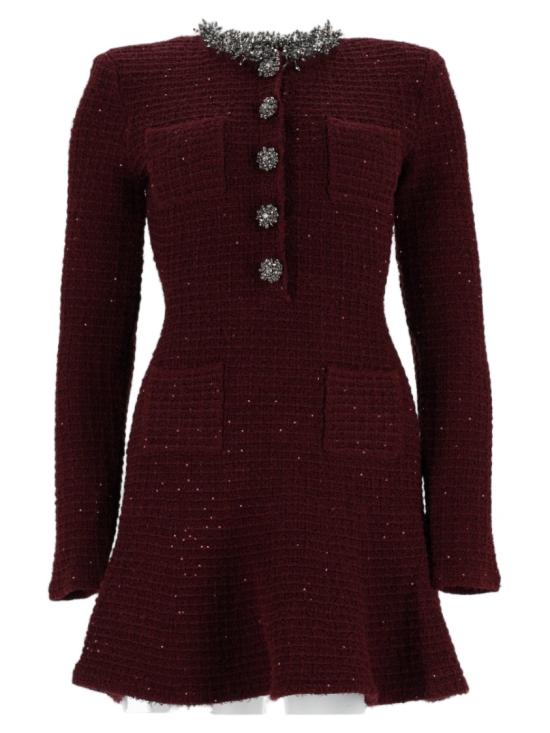 26FW 셀프 포트레이트 원피스 SC26 152S BU BURGUNDY Black
