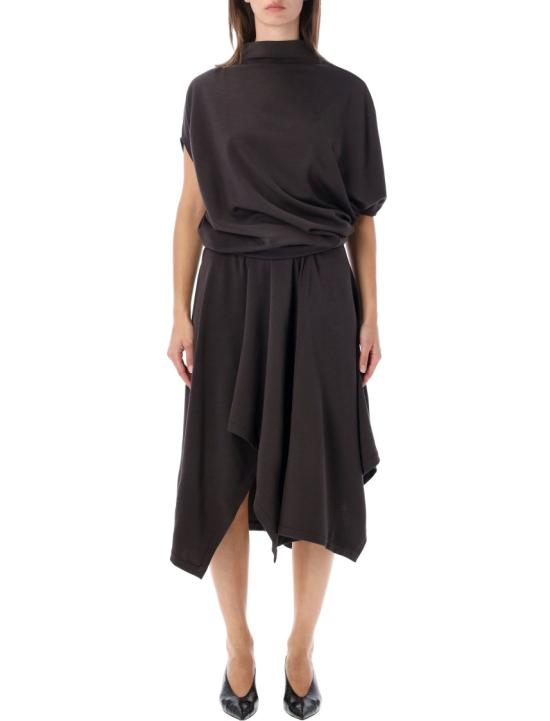 26FW 르메르 비대칭 드레이프 웨이스트 드레스 DR1179LJ1086BR532 Black