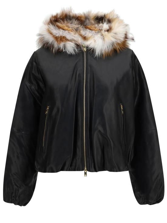 26FW 무스너클 가죽 자켓 M36LL306GF 1987 BLACK W PATCHWORK FUR