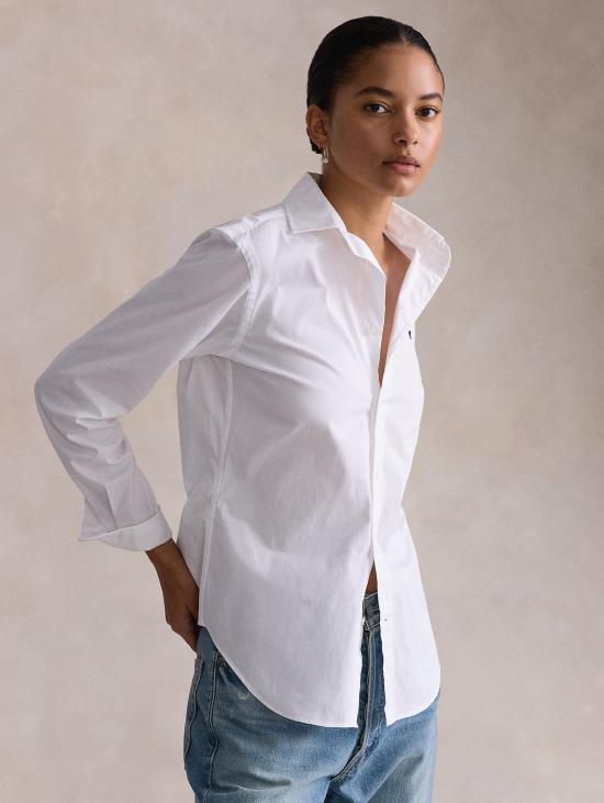 26FW 랄프 로렌 셔츠 Camicia 슬림핏 Popeline di Cotone Bianco - RALPH LAUREN