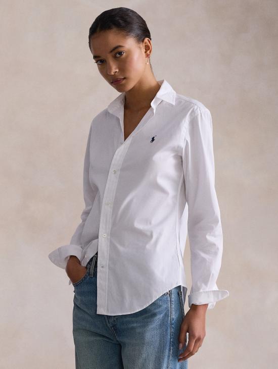 26FW 랄프 로렌 셔츠 Camicia 슬림핏 Popeline di Cotone Bianco - RALPH LAUREN