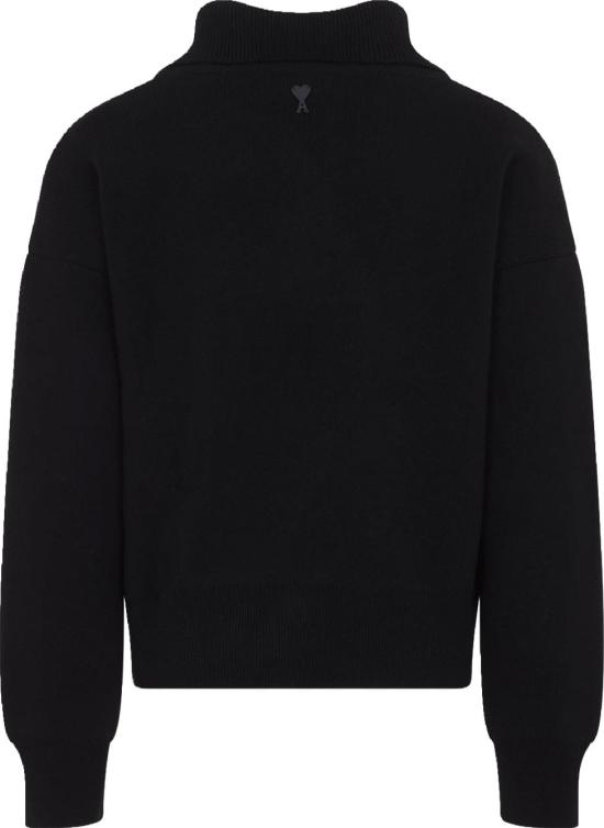  아미 브라운 하이 버튼 칼라 울 스웨터 UKS885KN0192001BLACK DIVERS - AMI