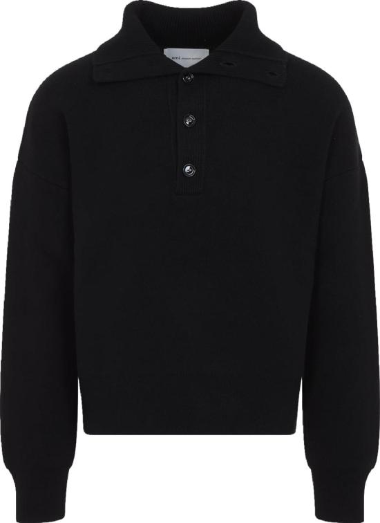  아미 브라운 하이 버튼 칼라 울 스웨터 UKS885KN0192001BLACK DIVERS