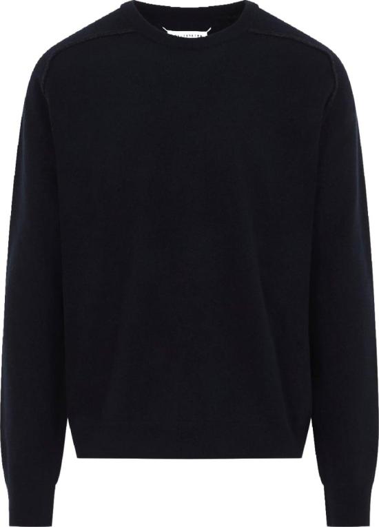  마르지엘라 버진 울 크루넥 스웨터 S50HL0070M13303511FNAVYDARKGREY DIVERS - MAISON MARGIELA