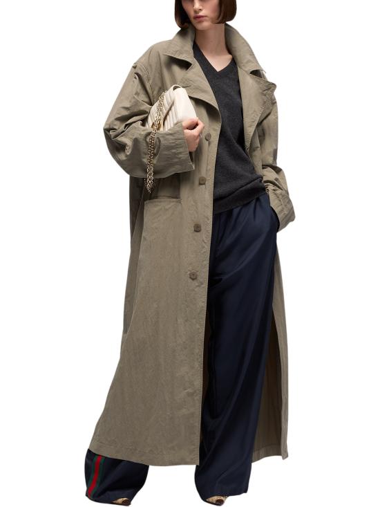 26FW 구찌 워시드 매트 나일론 트렌치 코트 A007E5 ZAVTM1014 BEIGE - GUCCI