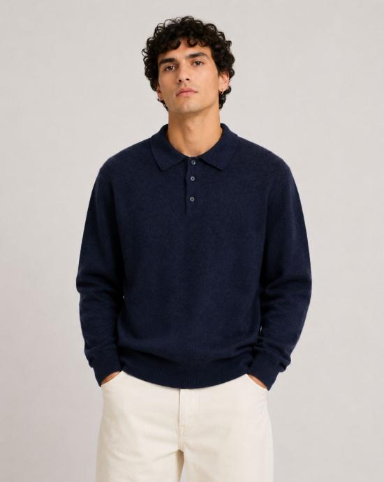 26FW 에드몬드 스튜디오 폴로 티셔츠 3266003590 PLAIN NAVY - EDMMOND STUDIOS