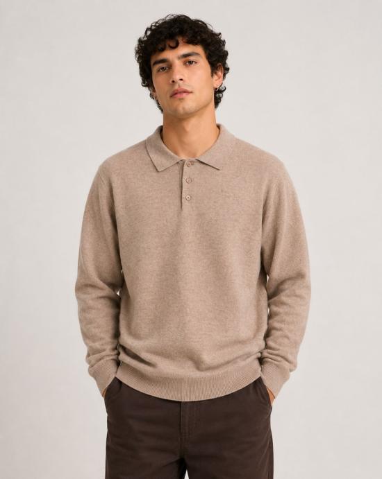 26FW 에드몬드 스튜디오 폴로 티셔츠 3266003060 PLAIN TAN BROWN - EDMMOND STUDIOS