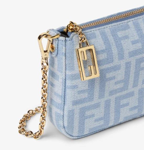 26FW 펜디 바게트 지퍼 파우치 8BS073 AY6YF1X25 BLUE - FENDI