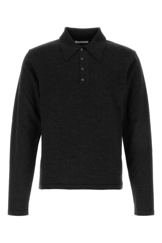 26FW 르메르 파인 물리네 메리노 울 롱슬리브 폴로 스웨터 TS0031LK1072 BK998 Black